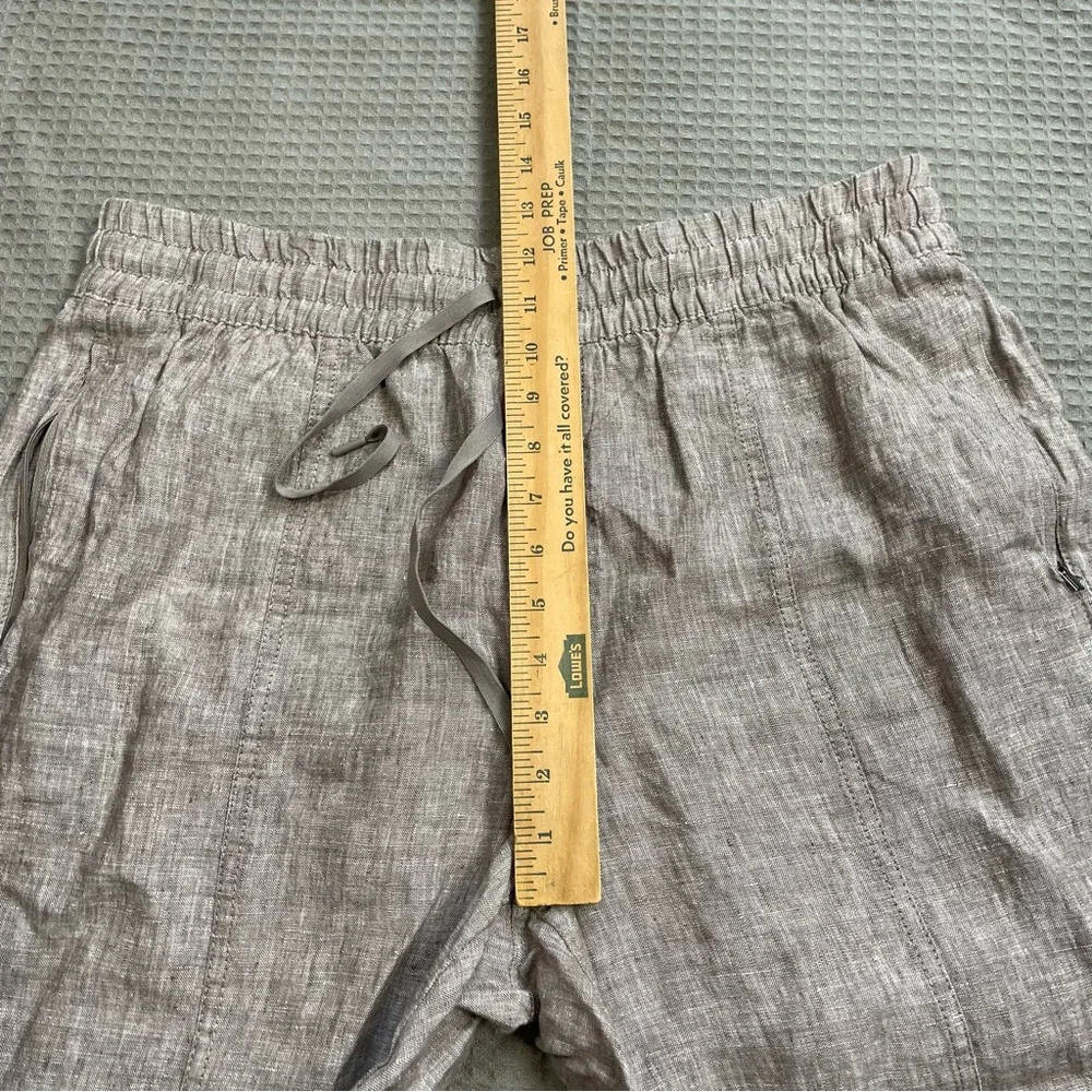 Athleta Retreat Linen Pants Large Women’s High Rise Tapered Ankle Brown - Picture 6 of 8